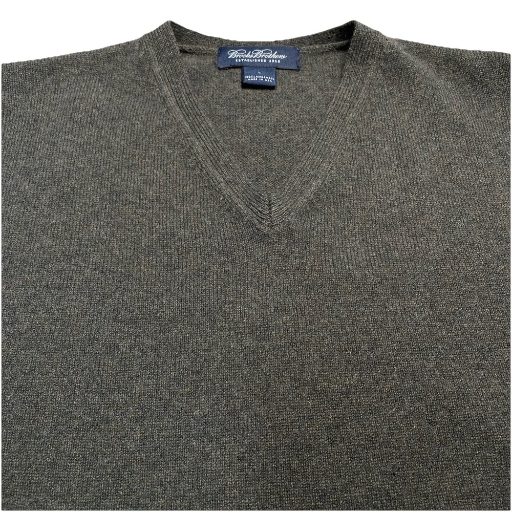 Brooks Brothers Vest L Mens Lambswool Relaxed Green Taupe Preppy Grandpa USA